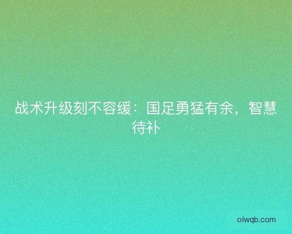 战术升级刻不容缓：国足勇猛有余，智慧待补