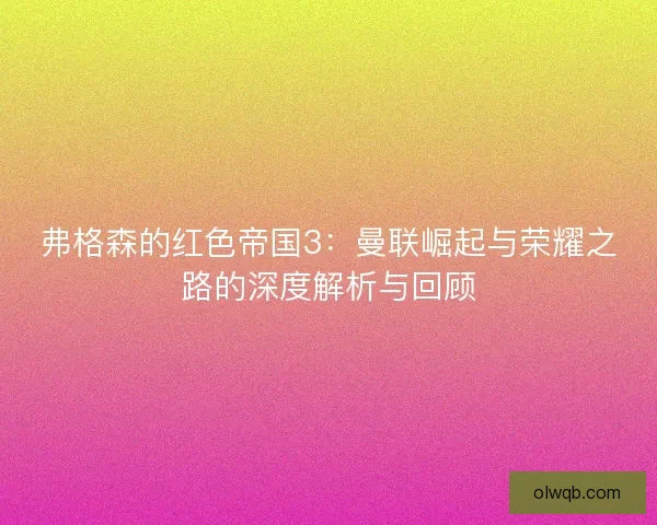 弗格森的红色帝国3：曼联崛起与荣耀之路的深度解析与回顾