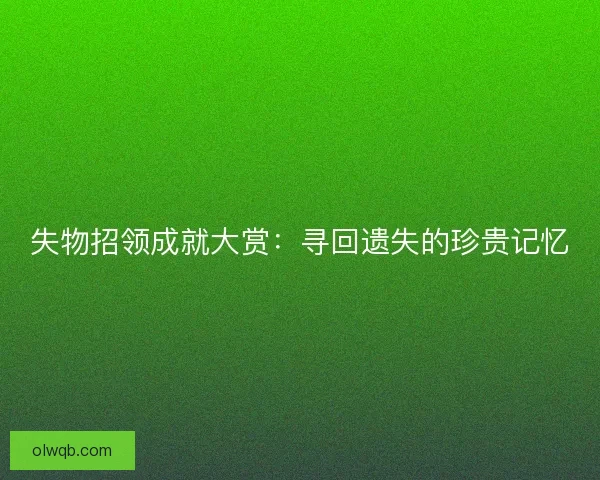 失物招领成就大赏：寻回遗失的珍贵记忆