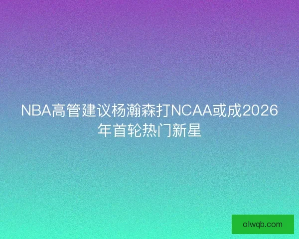 NBA高管建议杨瀚森打NCAA或成2026年首轮热门新星