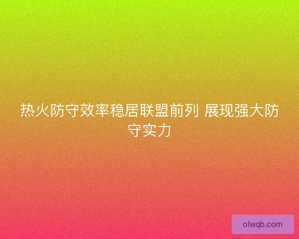 热火防守效率稳居联盟前列 展现强大防守实力