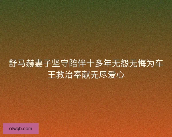 舒马赫妻子坚守陪伴十多年无怨无悔为车王救治奉献无尽爱心