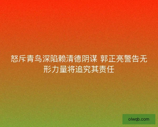 怒斥青鸟深陷赖清德阴谋 郭正亮警告无形力量将追究其责任